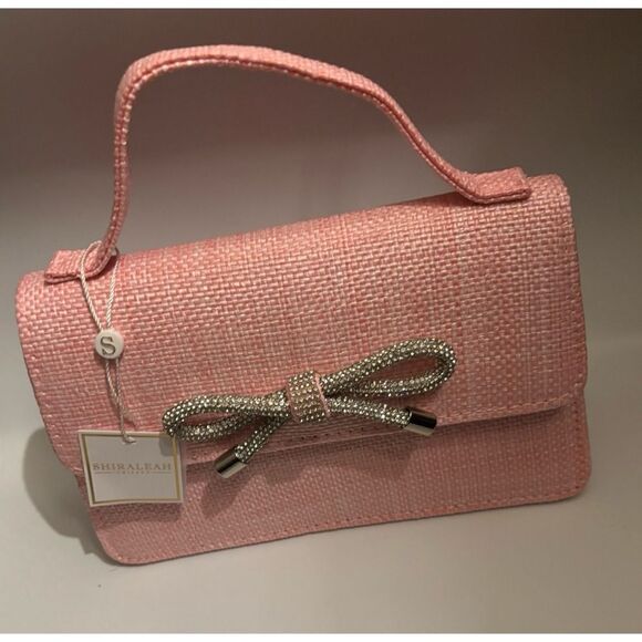 SHIRALEAH BOWIE STRAW MINI BAG in Pink / NWT - Picture 3 of 6